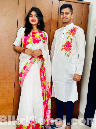 Sharee Panjabi Couple with Blouse Piece